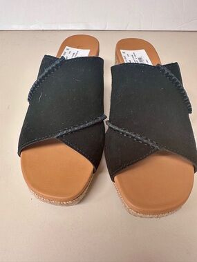 UGG Black Suede Cross-Band Espadrille Slides - Women